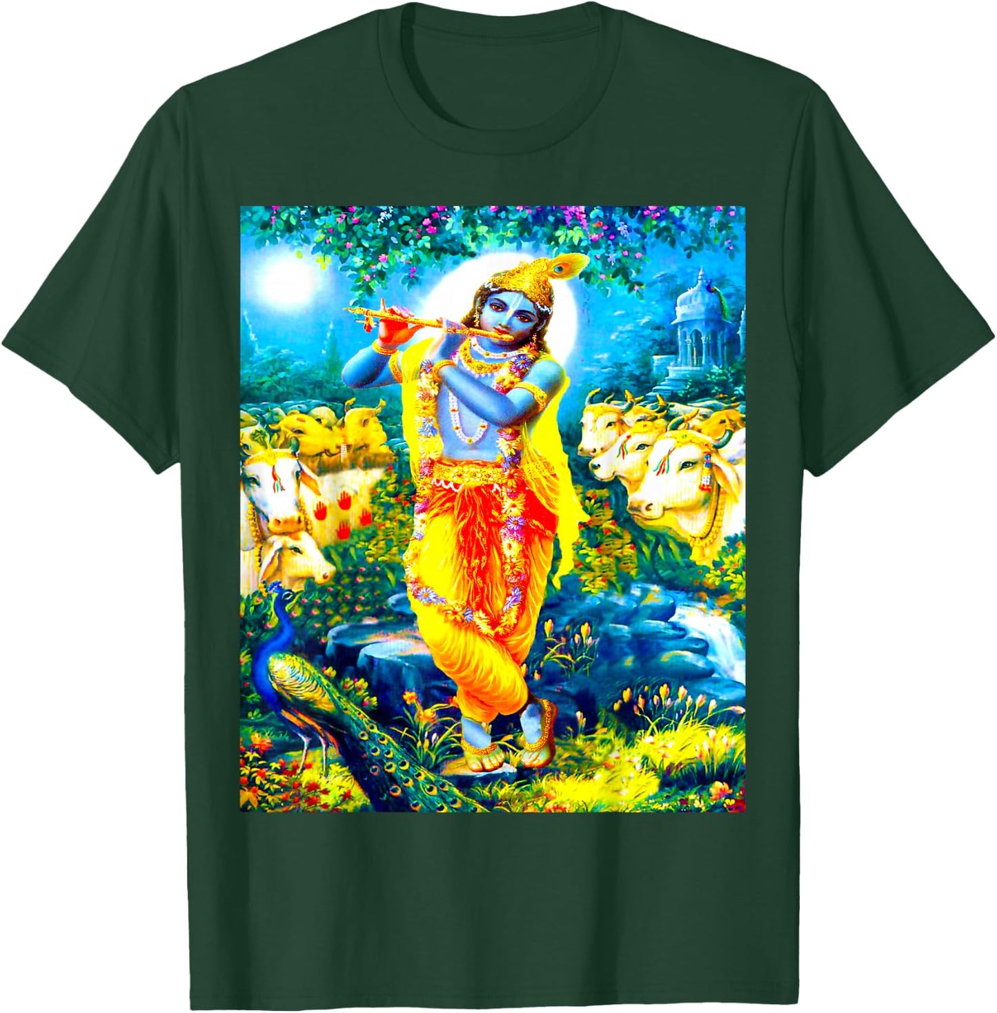 Angel Light Store Krishna Hindu God Indian Deity Eastern Religion , Small, Black T-Shirt - T-Shirt | Forest