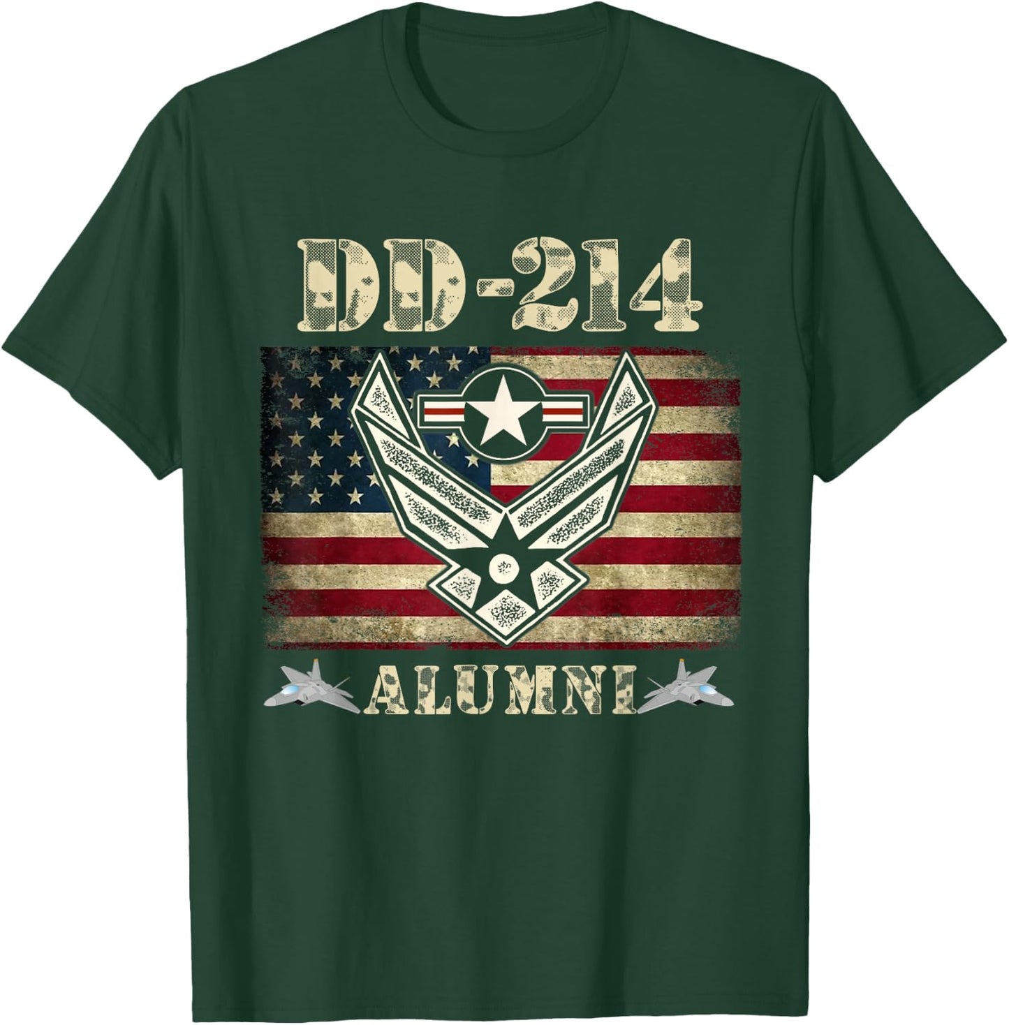 DD-214 Alumni Air Force Military Veteran American Flag USAF T-Shirt - T-Shirt | Forest