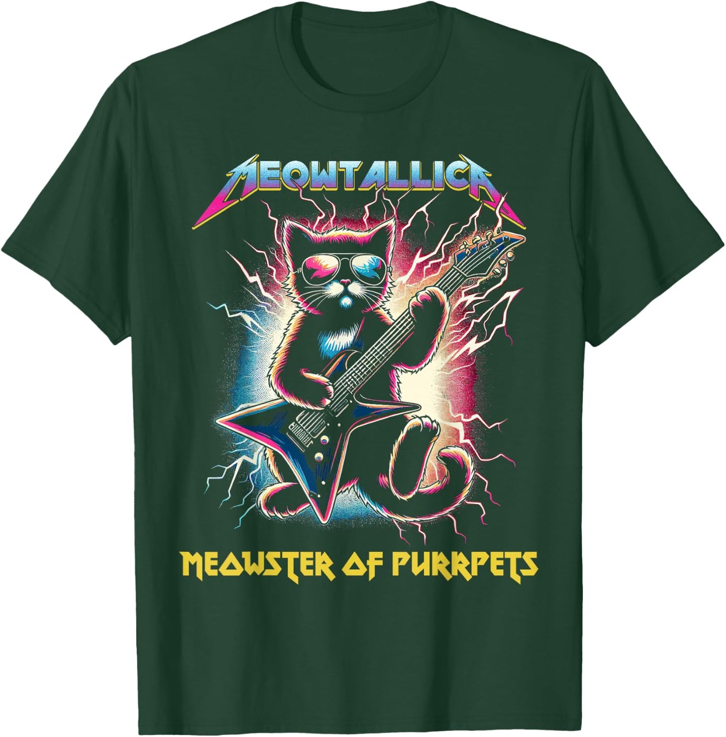 Meowtallica Meowster of Purrpets - Funny Cat T-Shirt - T-Shirt | Forest