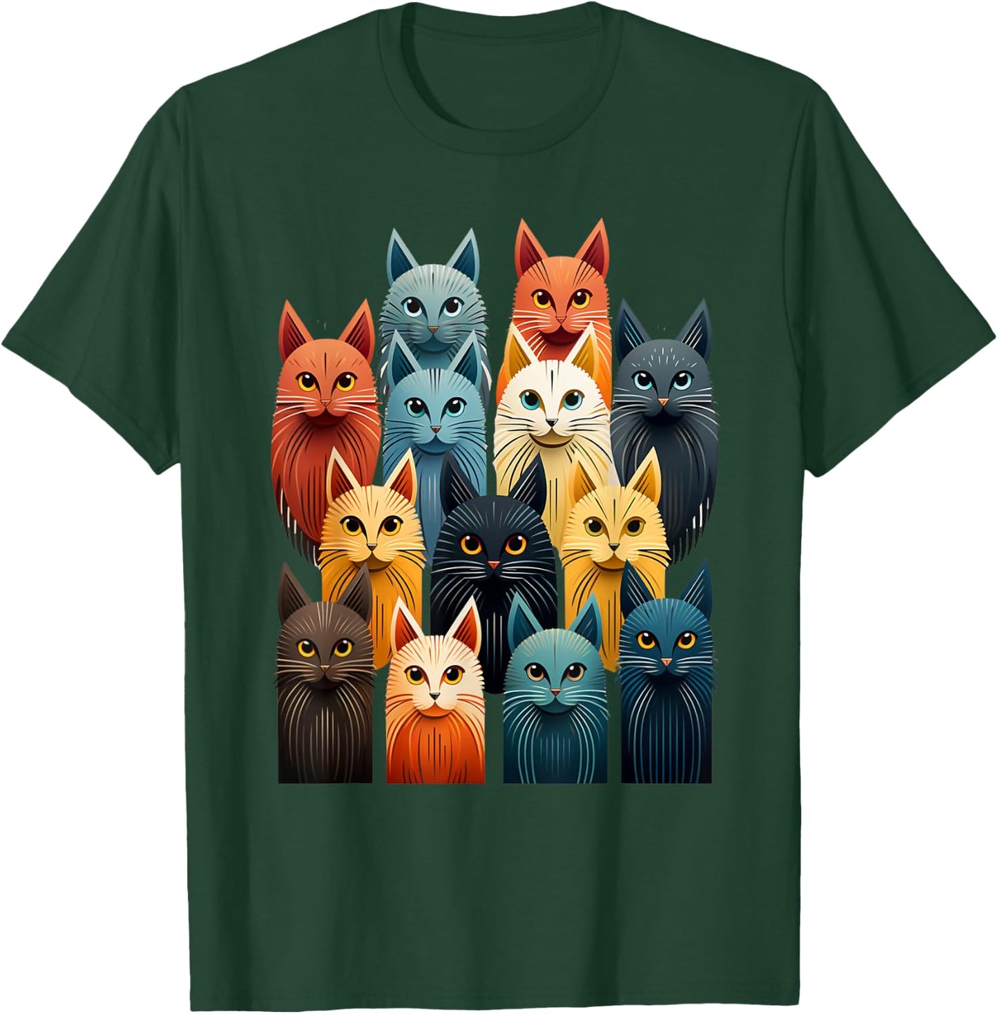 Stylized Vintage Kitten Art Lover Classic Cute Cat T-Shirt - T-Shirt | Forest