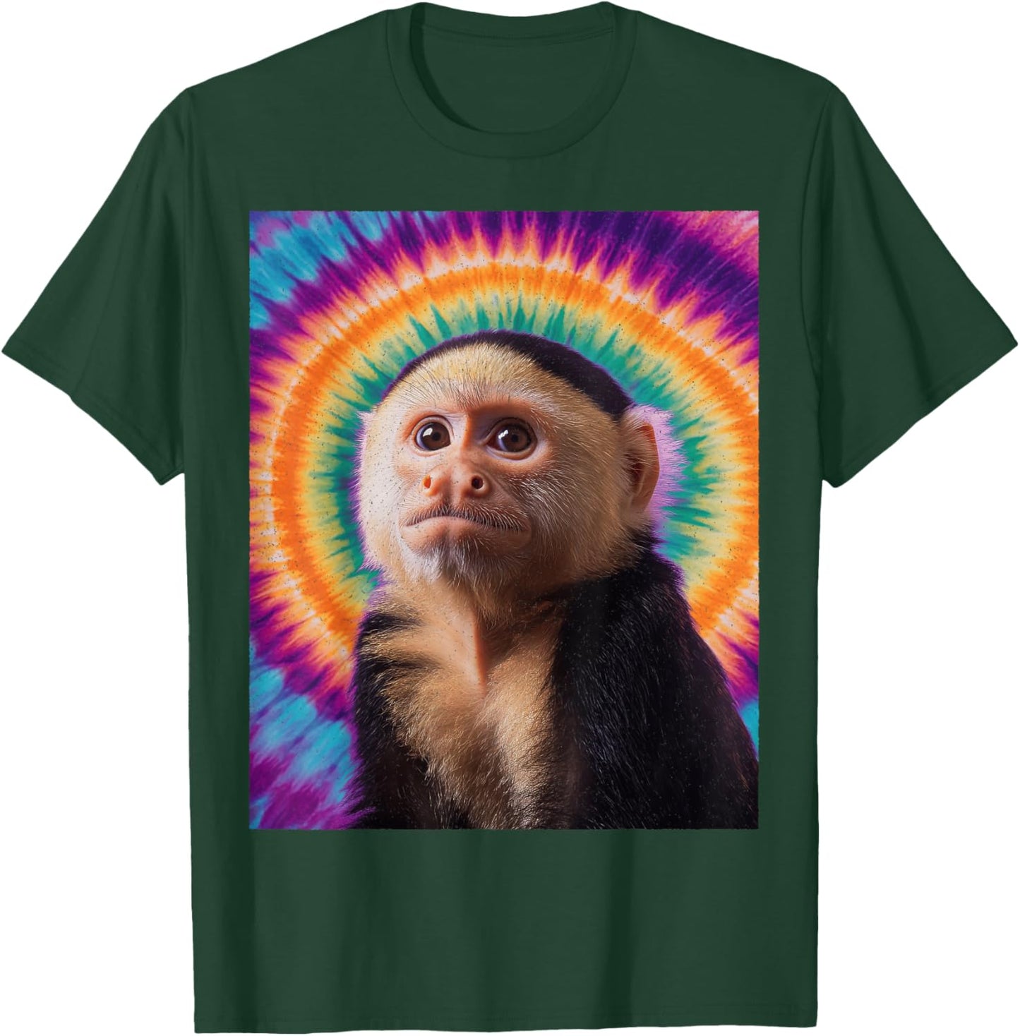 Tie-Dye Capuchin Monkey – Retro Hippie Funny Monkey T-Shirt - T-Shirt | Forest