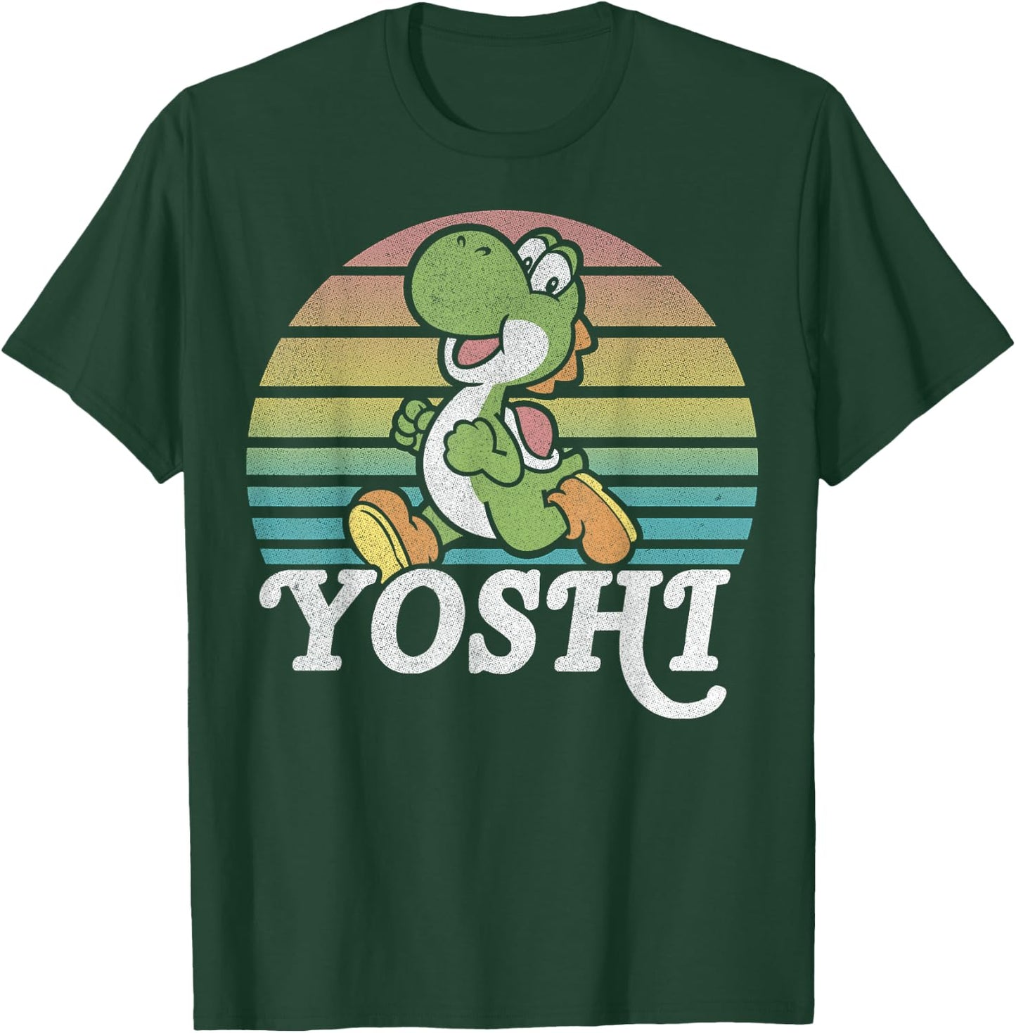 Super Mario Yoshi Retro Line Run Portrait T-Shirt - T-Shirt | Forest