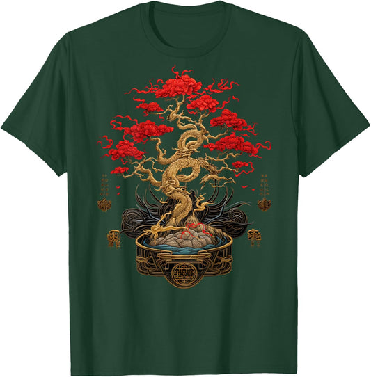Back Print Vintage Y2K Streetwear Fashion Women Men Bonsai T-Shirt - T-Shirt | Forest