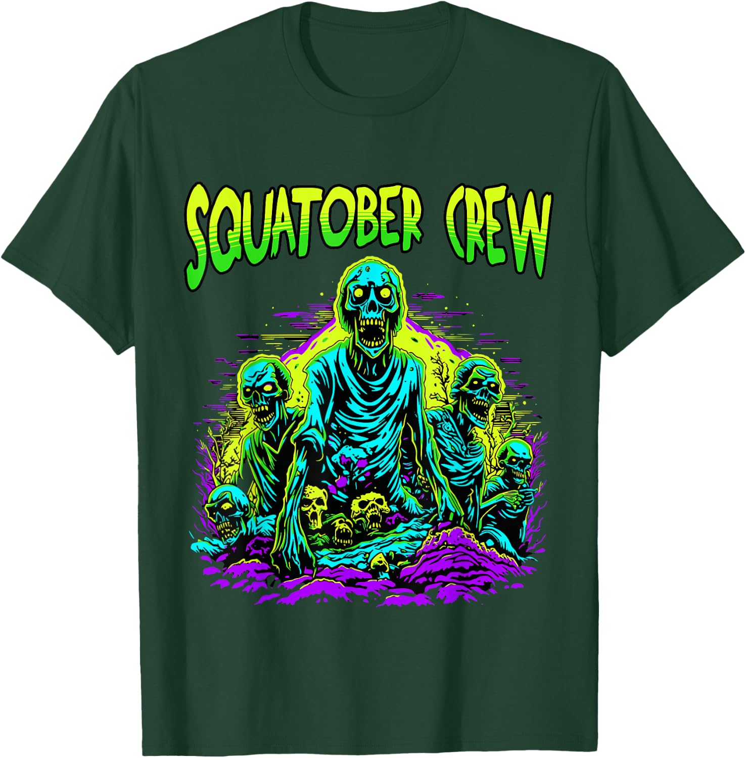 SQUATOBER CREW October Squat Challenge Zombies T-Shirt - T-Shirt | Forest