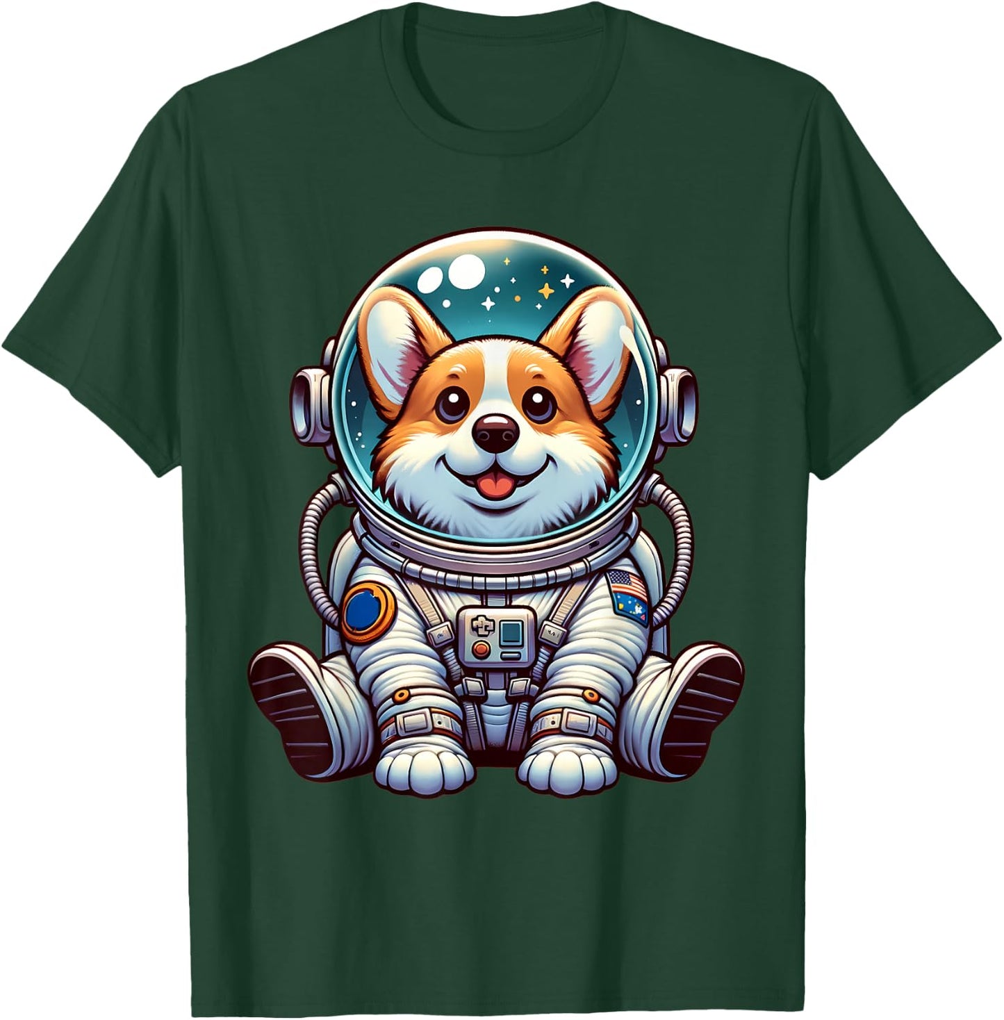 Cute Corgi Astronaut Dog Helmet Space Men Women Kids T-Shirt - T-Shirt | Forest