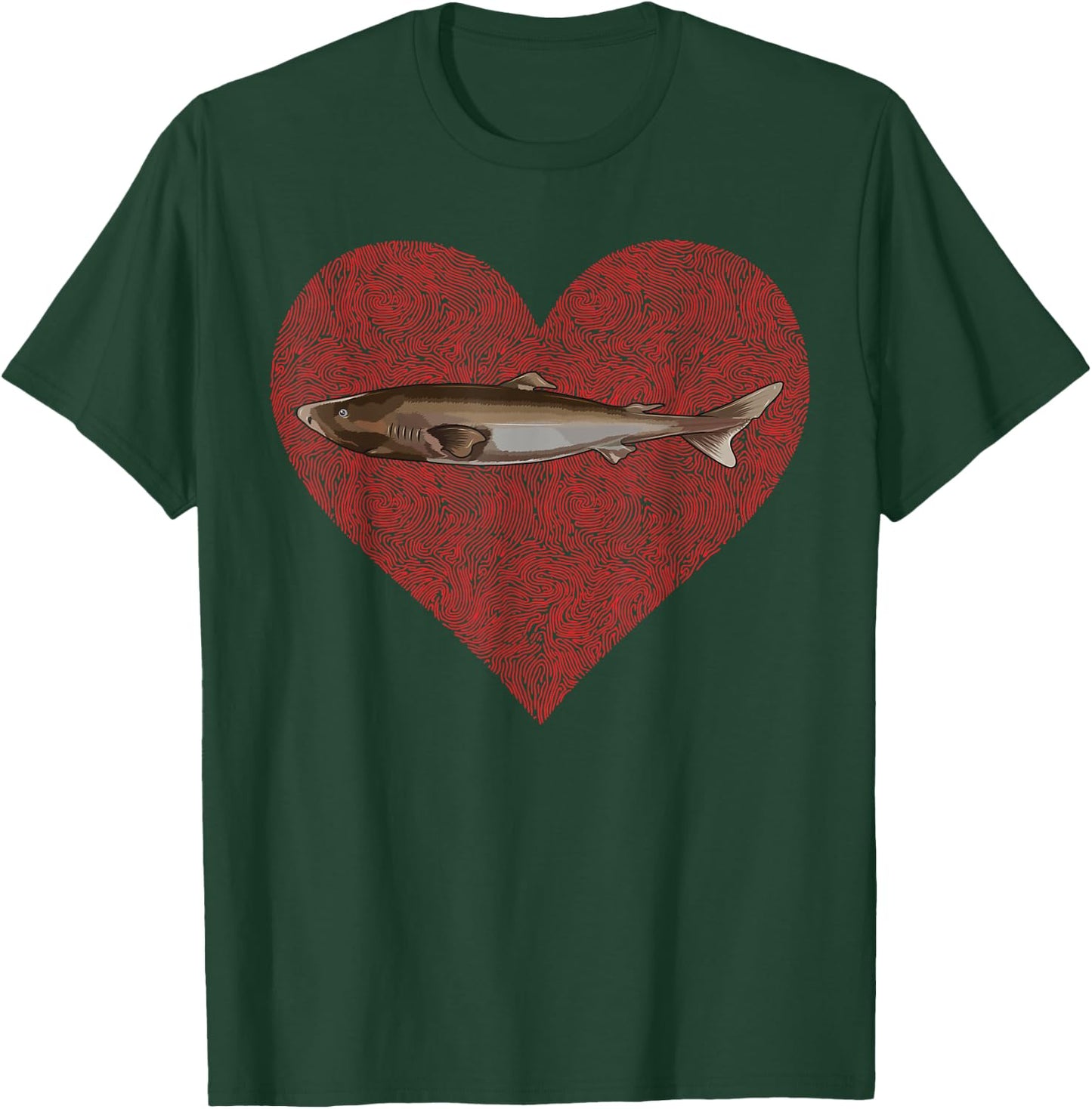 Greenland Shark Valentines Day Love Fingerprint T-Shirt - T-Shirt | Forest