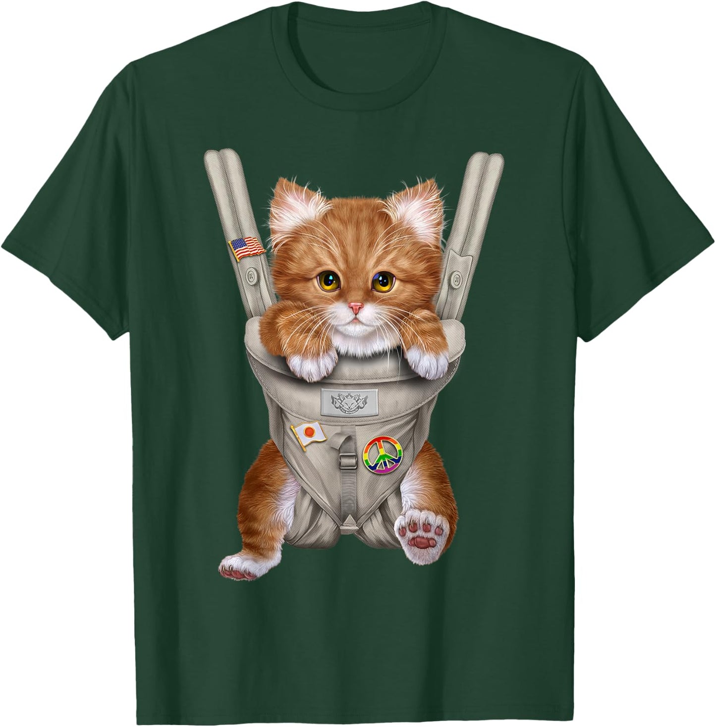 Orange Tabby Cat in Baby Carrier T-Shirt - T-Shirt | Forest