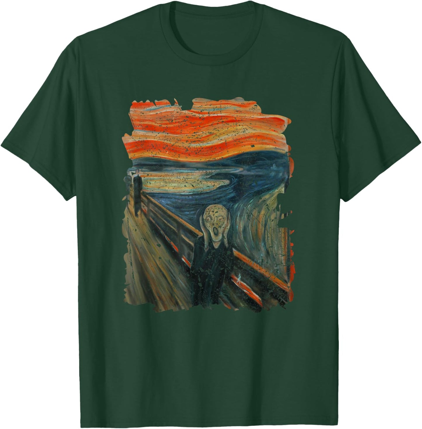Cool illustration The Scream Famous Painting Distressed T-Shirt - T-Shirt | Forest