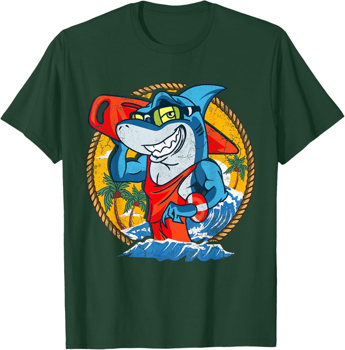 Sharks Beach Lifeguard Ocean Lake House Pool Swimming Summer T-Shirt - T-Shirt | Forest