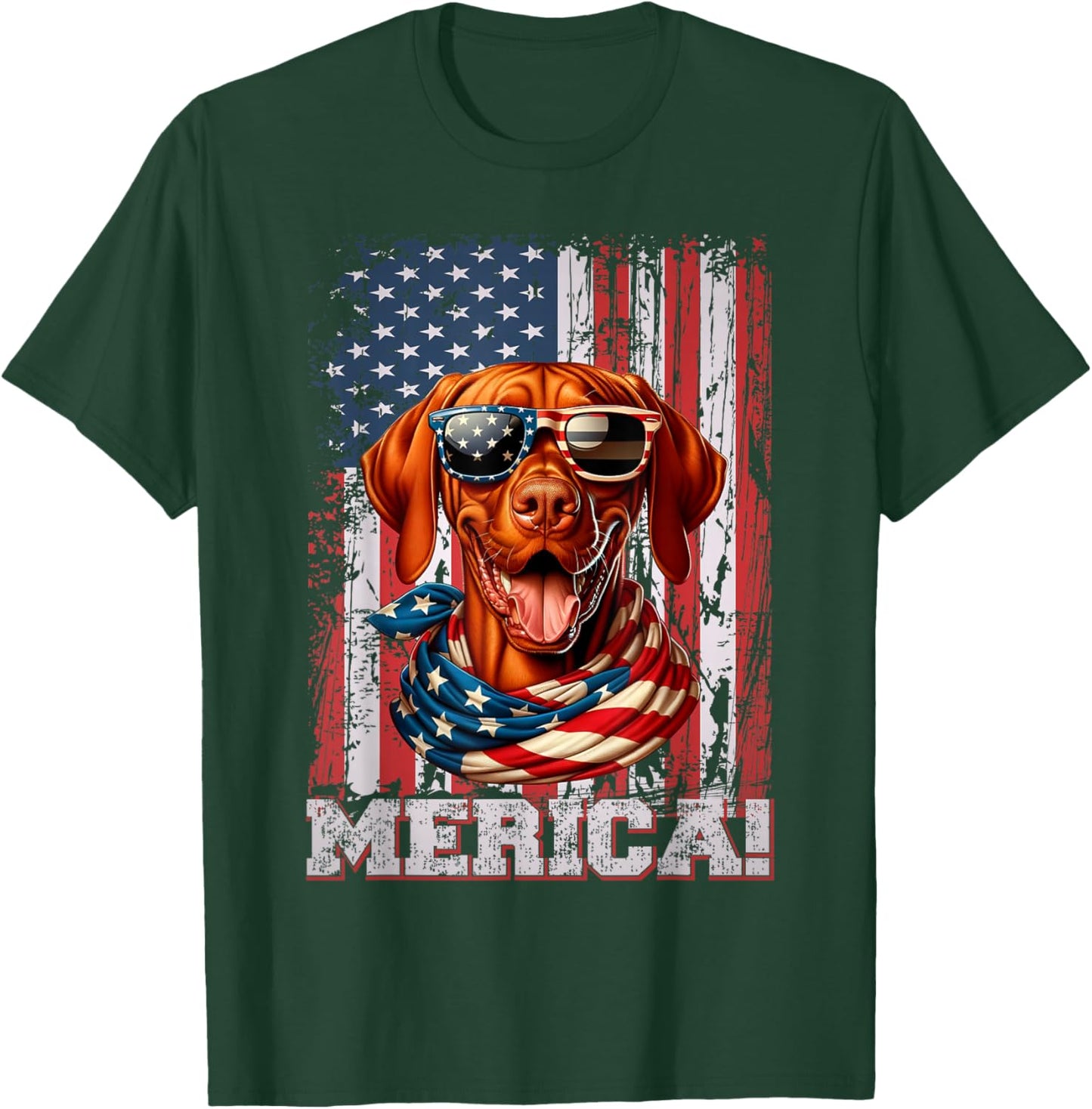 Vizsla Dog Lover Flag 4th Of July Patriotic T-Shirt - T-Shirt | Forest