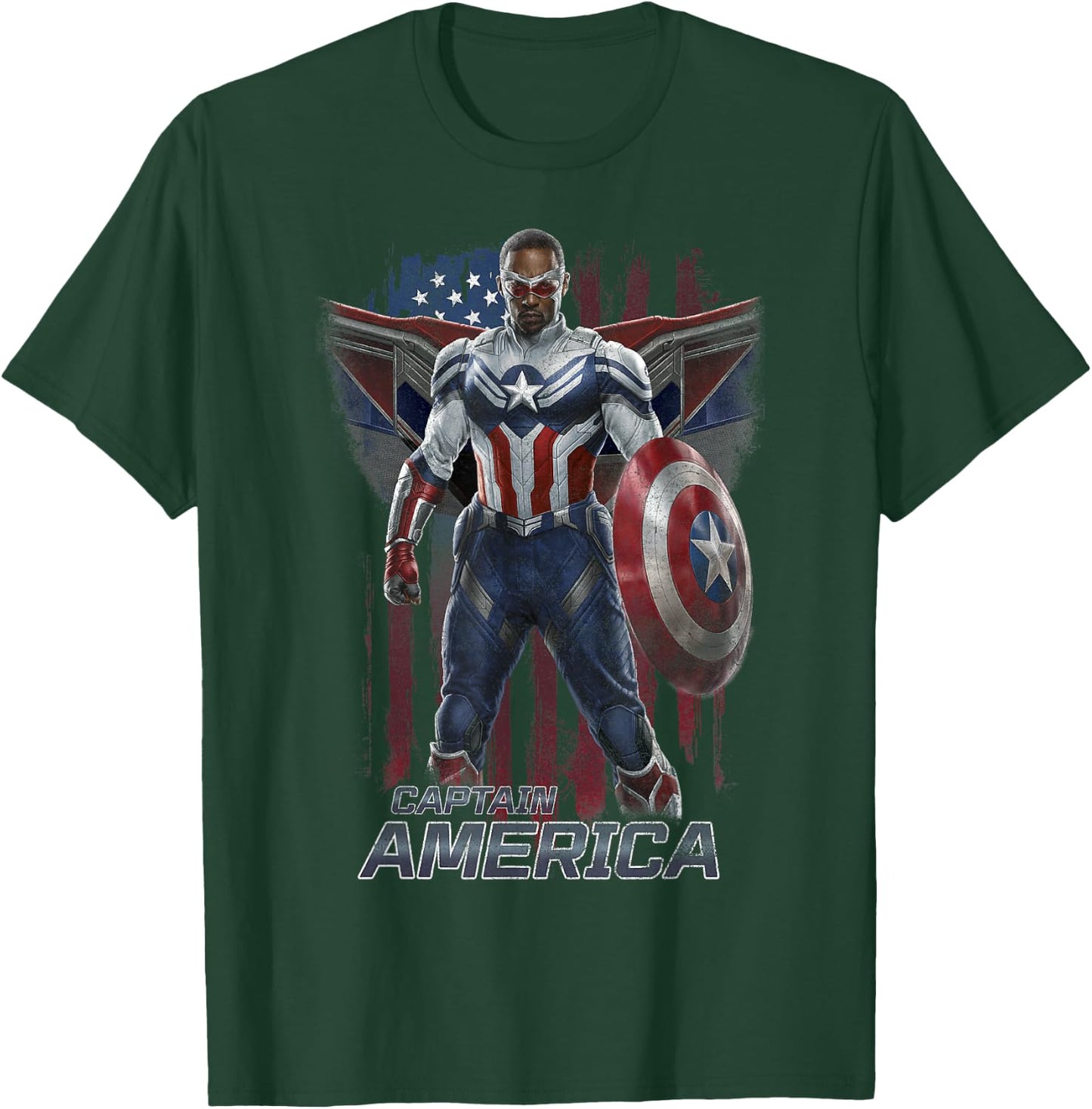 Marvel Falcon Winter Soldier Captain America Flag Portrait T-Shirt - T-Shirt | Forest