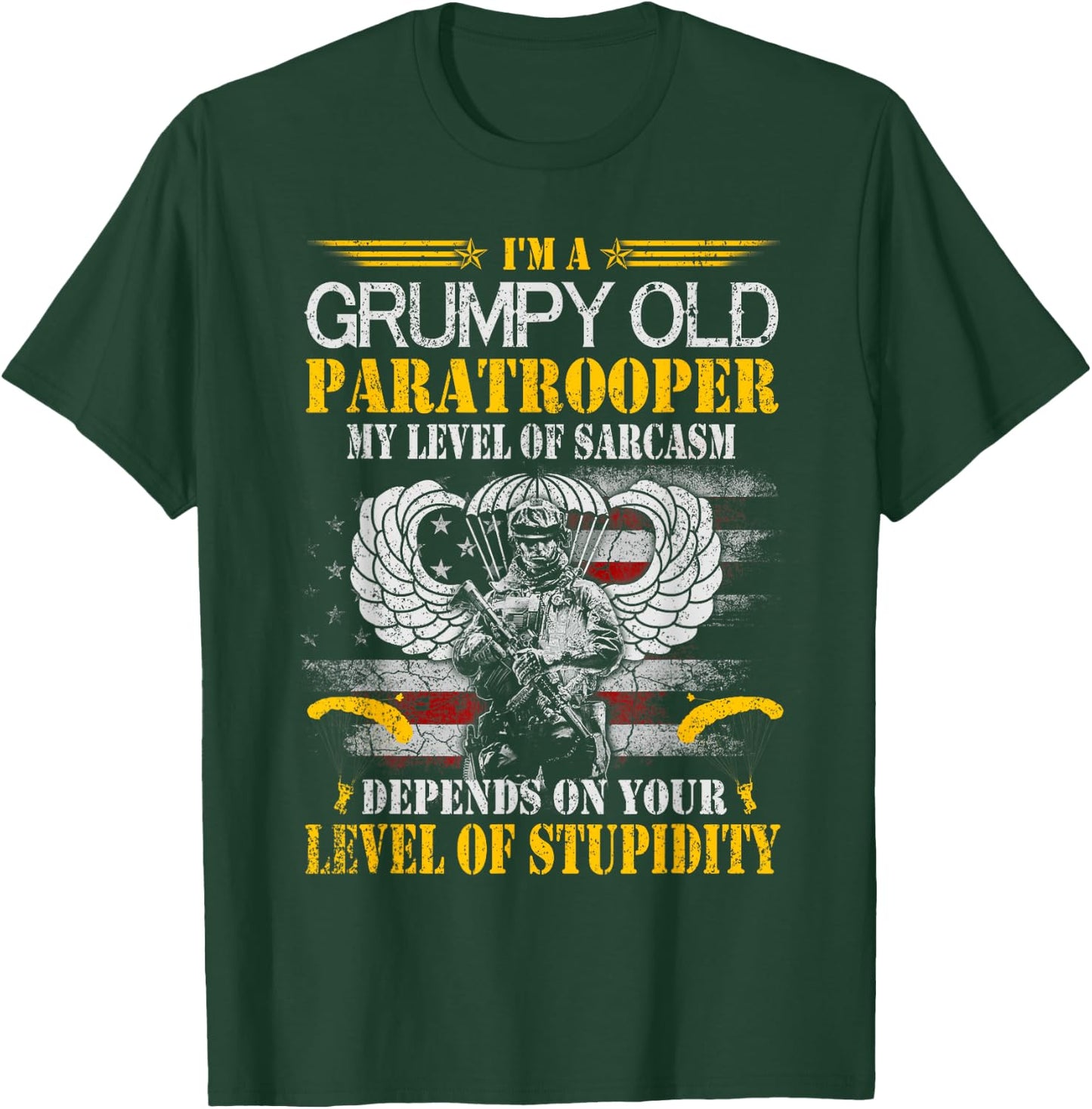 I'm A Grumpy Old Paratrooper Flag , Veterans Day Gift T-Shirt - T-Shirt | Forest