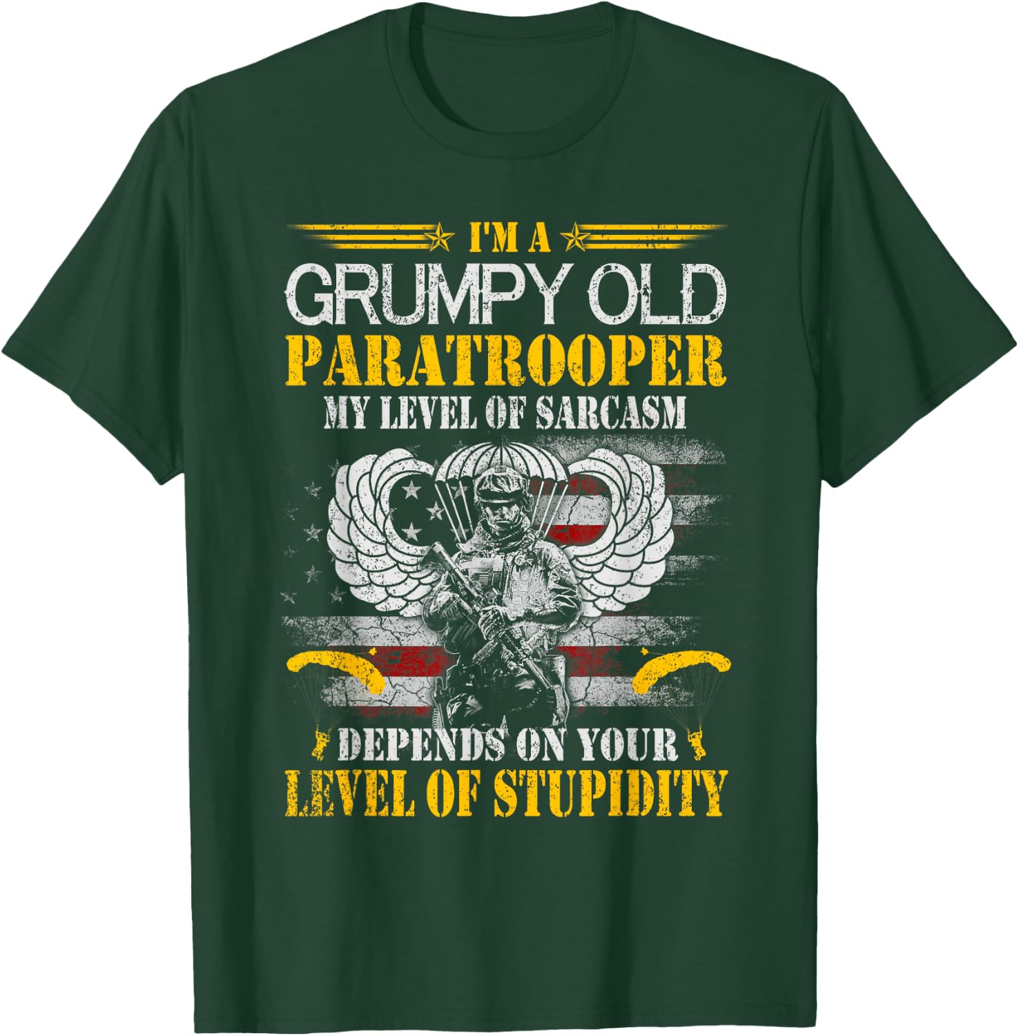 I'm A Grumpy Old Paratrooper Flag , Veterans Day Gift T-Shirt - T-Shirt | Forest