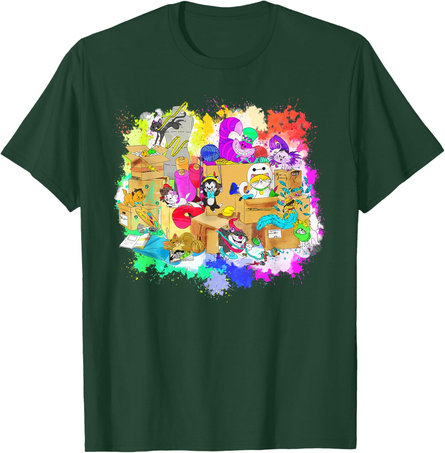 Disney Cats Cheshire Cat Figaro Marie Mochi & Kitten Yzma T-Shirt - T-Shirt | Forest