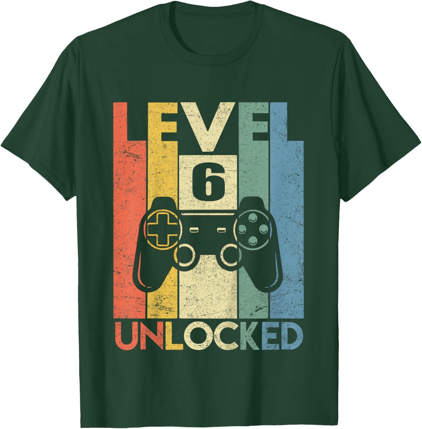 Level 6 Unlocked Shirt Funny Video Gamer 6th Birthday Gift T-Shirt - T-Shirt | Forest