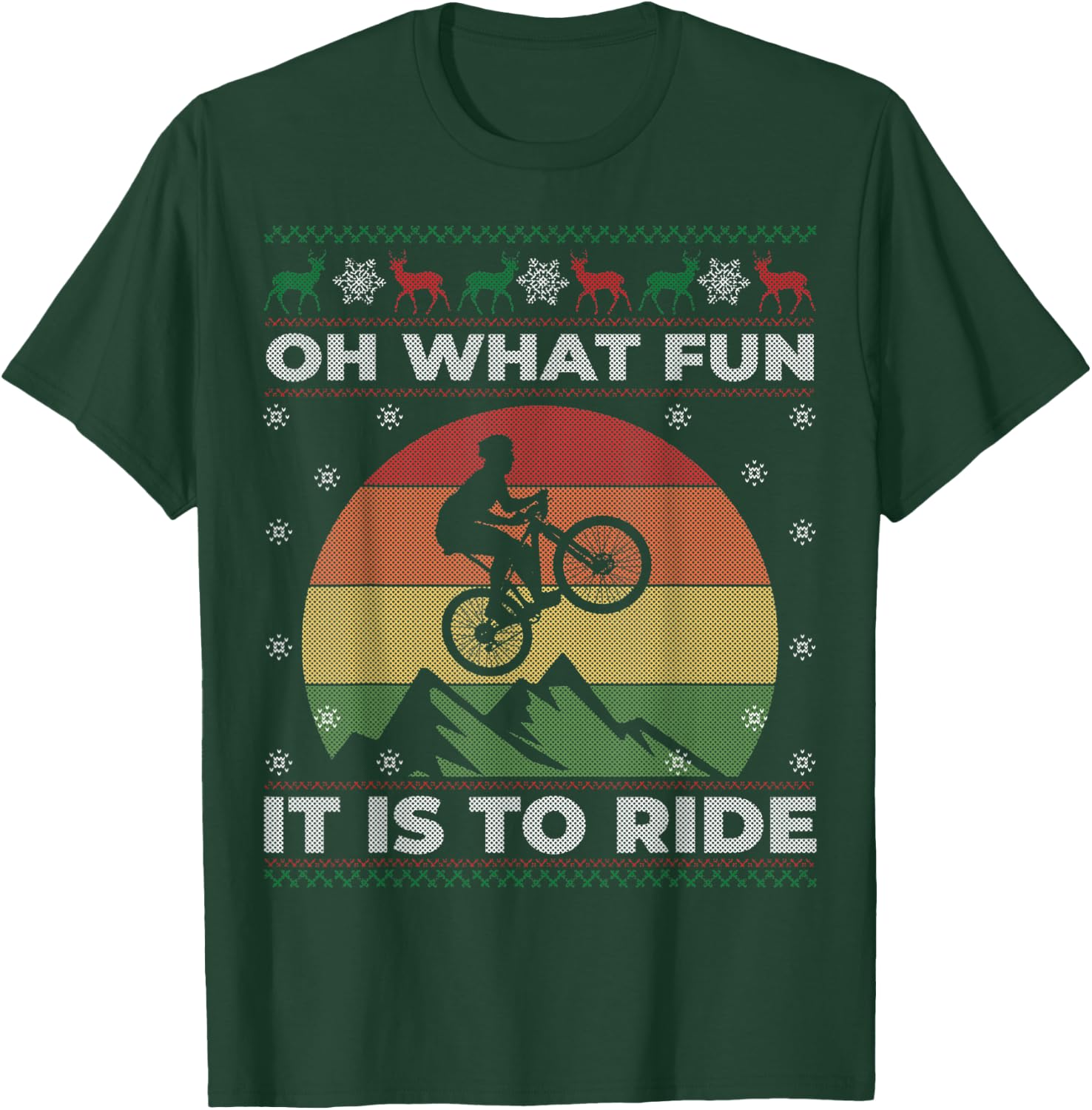 Mountain Bike Ugly Sweater Christmas Gift Women T-Shirt - T-Shirt | Forest