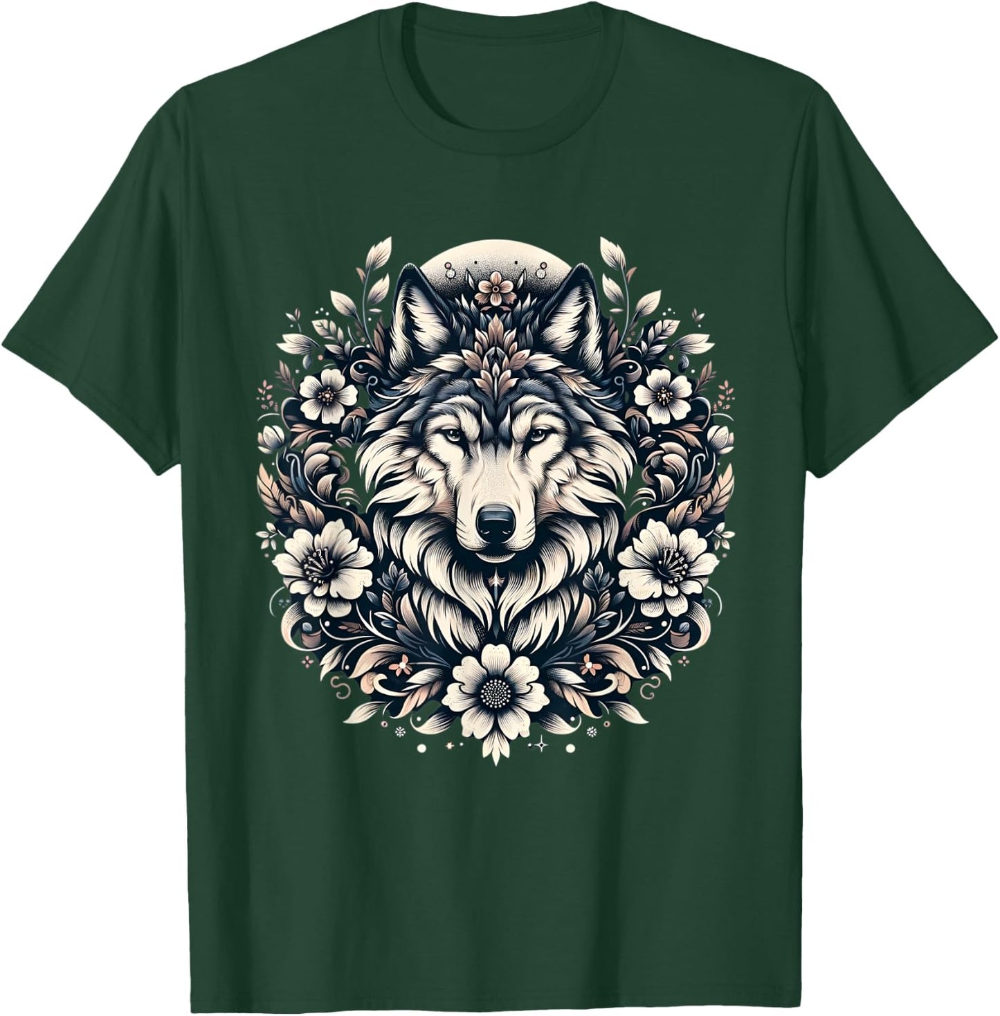 Wolf floral Wolf Lover T-Shirt - T-Shirt | Forest