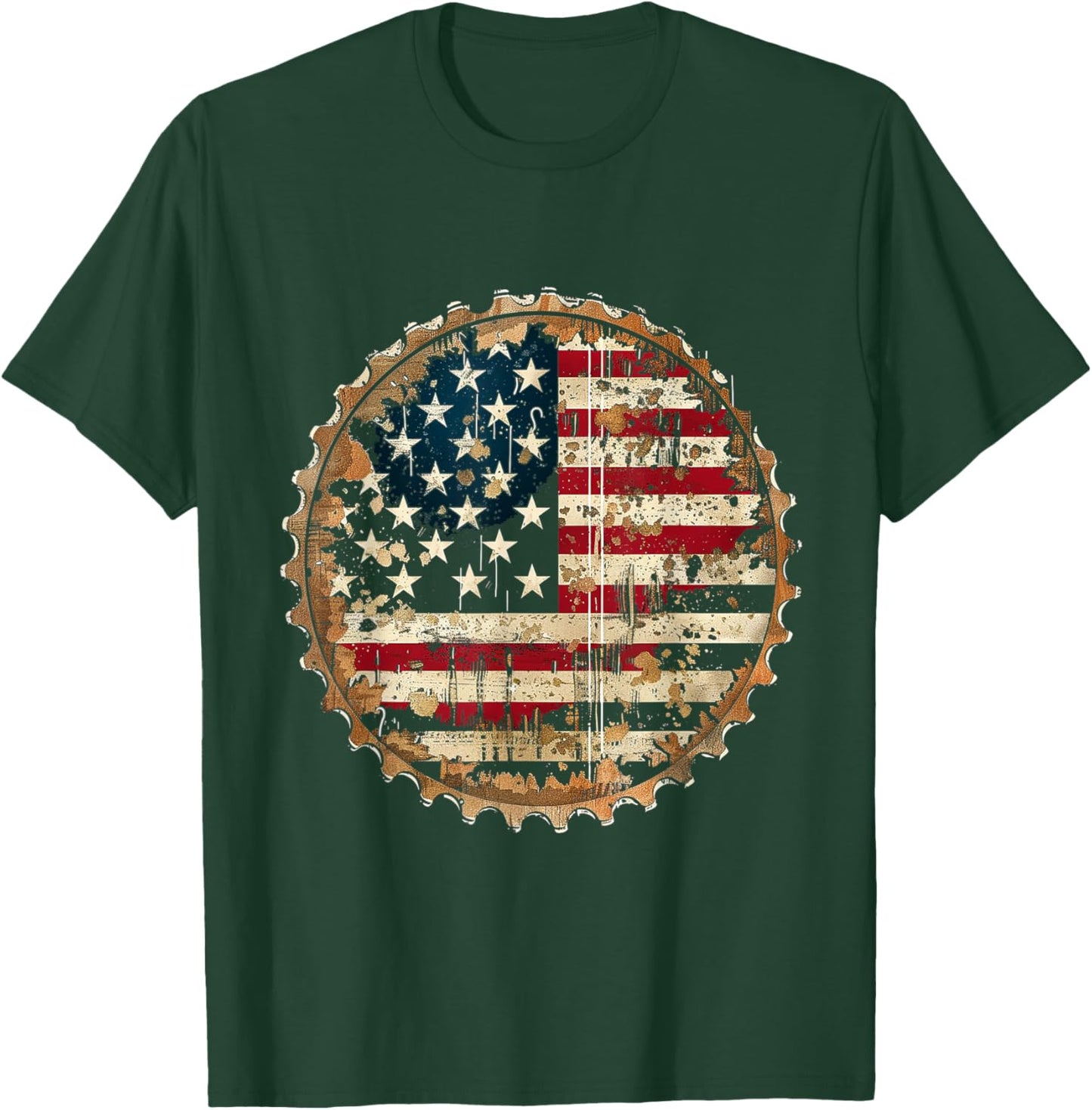 American Flag Beer Cap T-Shirt - T-Shirt | Forest