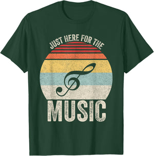 Vintage Retro Just Here For The Music T-Shirt - T-Shirt | Forest
