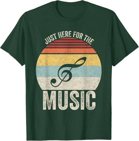 Vintage Retro Just Here For The Music T-Shirt - T-Shirt | Forest