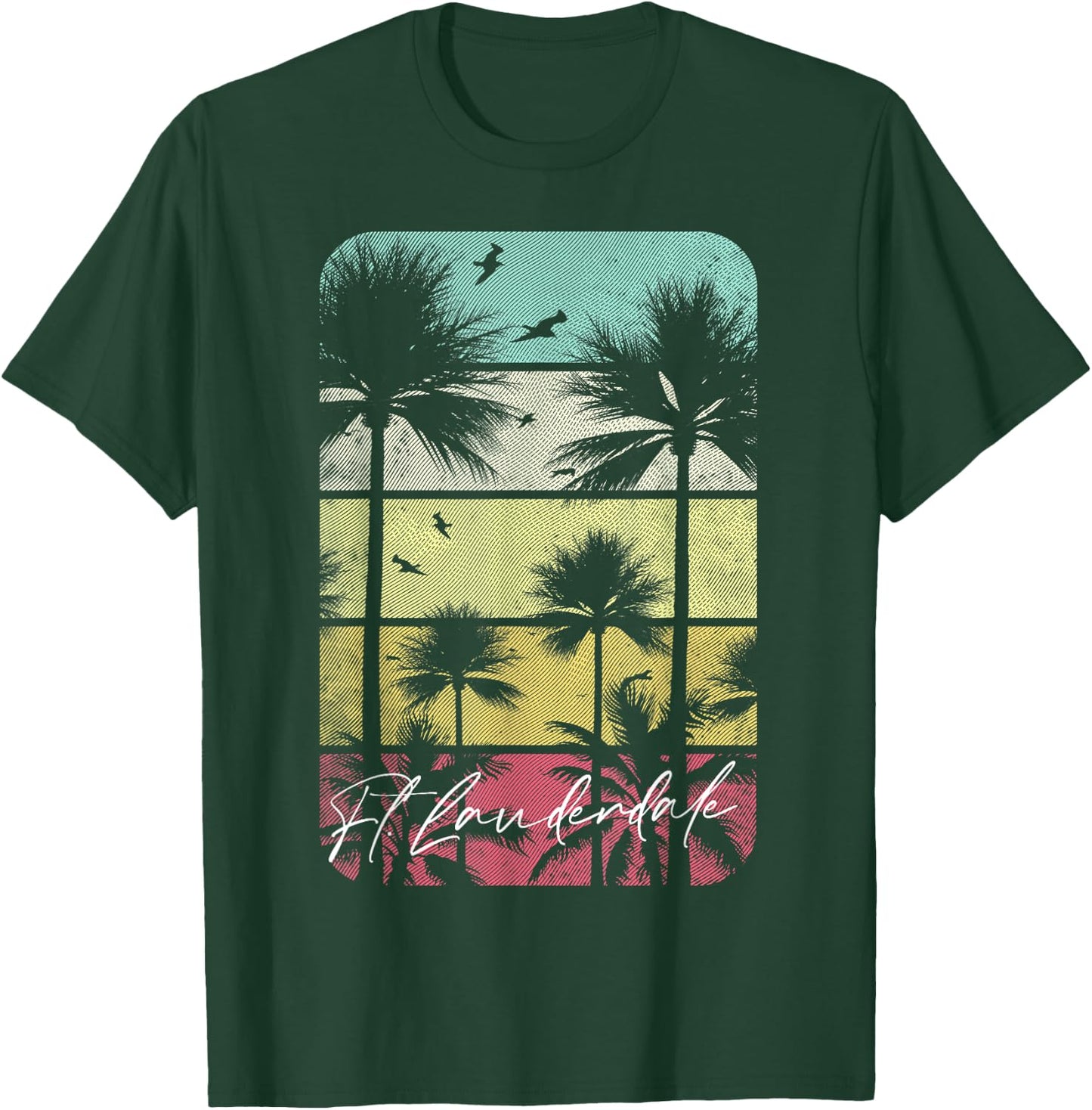 Ft. Fort Lauderdale Florida Retro Vintage Beach Surf Surfing Men Women Kids T-Shirt - T-Shirt | Forest