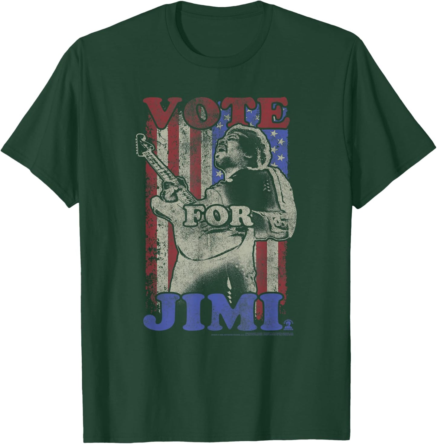 Jimi Hendrix Official Guitar Flag Vote for Jimi T-Shirt - T-Shirt | Forest