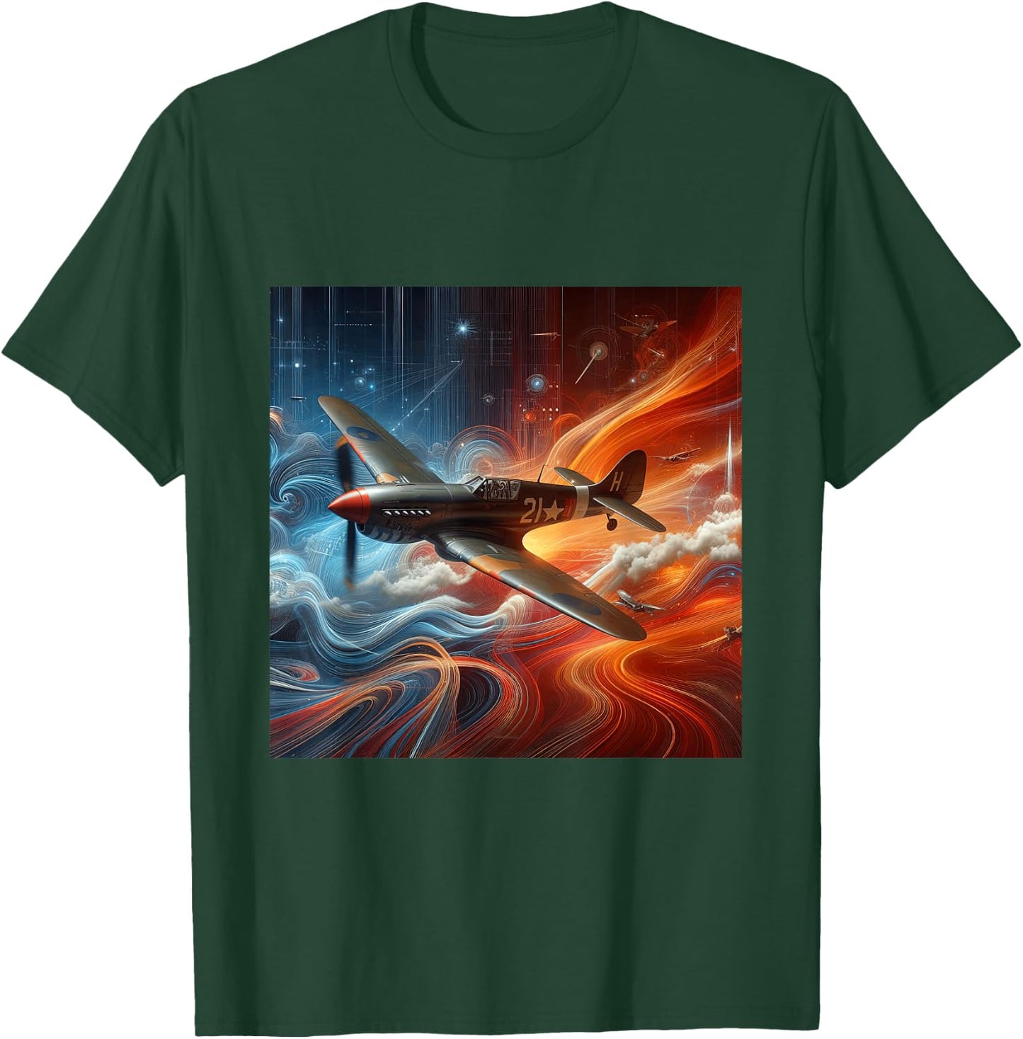 P-40 Warhawk | North American Aviation WW2 P40 Fighter Plane T-Shirt - T-Shirt | Forest