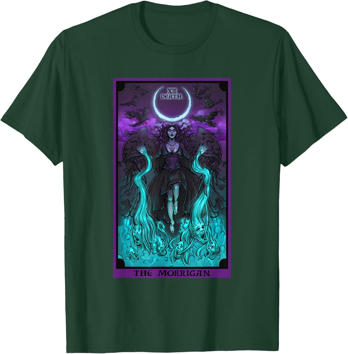 The Morrigan Death Tarot Card Gothic Pagan Witch Triple Moon T-Shirt - T-Shirt | Forest