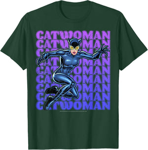 DC Comics Catwoman Name Stack Portrait T-Shirt - T-Shirt | Forest
