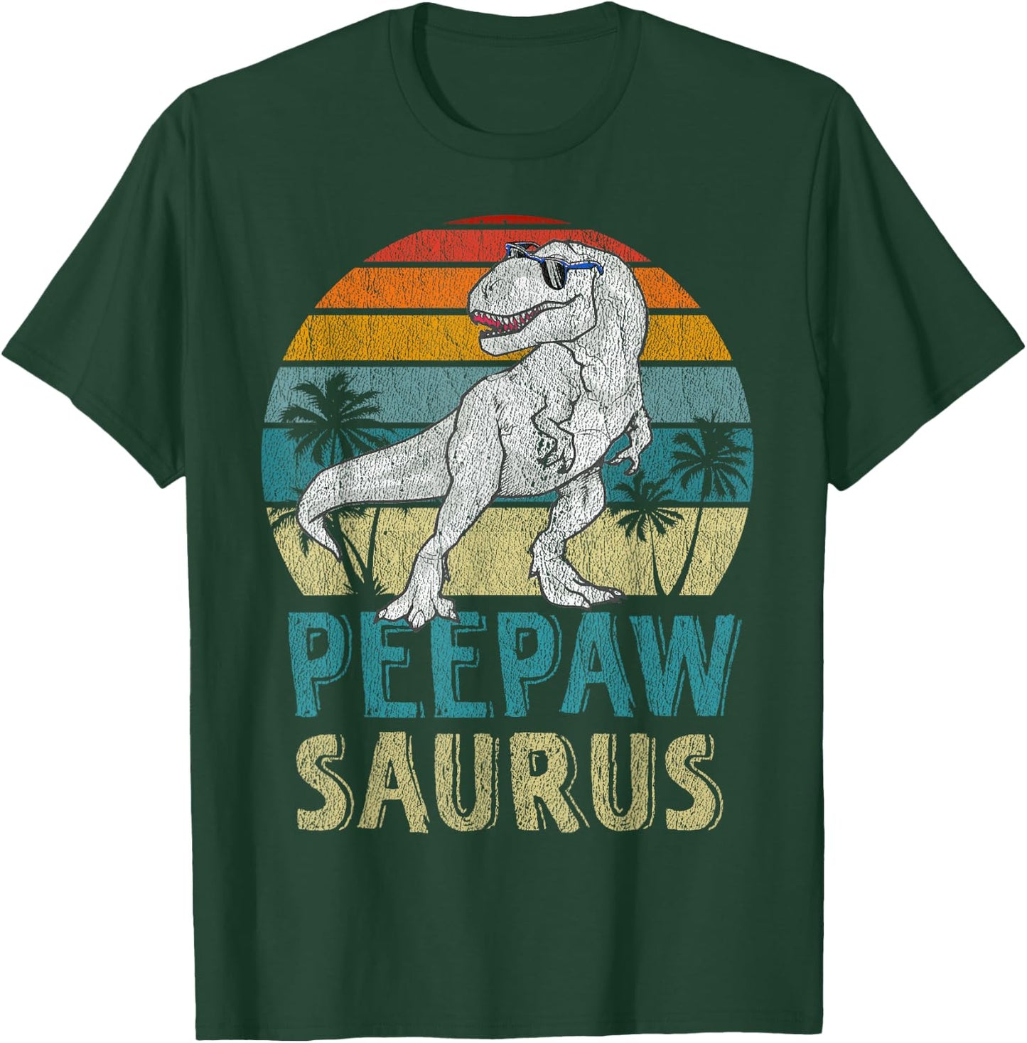 Saurus T Rex Family Matching - Peepawsaurus T-Rex Dinosaur - Adults Kids - Black - Short Sleeve - Classic Fit - Cotton 60% Polyester 40% T-Shirt - T-Shirt | Forest