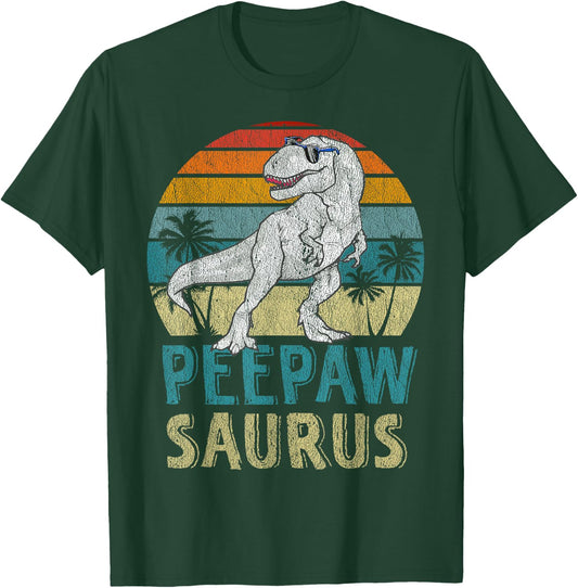 Saurus T Rex Family Matching - Peepawsaurus T-Rex Dinosaur - Adults Kids - Black - Short Sleeve - Classic Fit - Cotton 60% Polyester 40% T-Shirt - T-Shirt | Forest