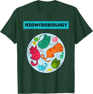 Meowcrobiology Cat Science - Classic Fit, Short Sleeve, Adult T-Shirt - T-Shirt | Forest