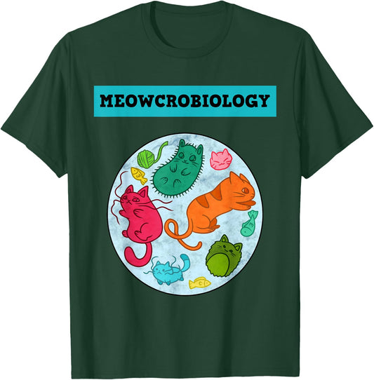 Meowcrobiology Cat Science - Classic Fit, Short Sleeve, Adult T-Shirt - T-Shirt | Forest