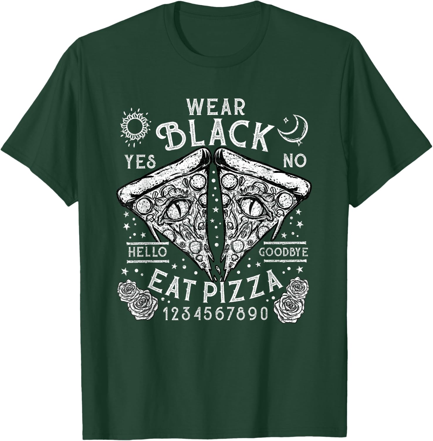 Wear Black Eat Pizza I Gothic Ouija Board T-Shirt - T-Shirt | Forest