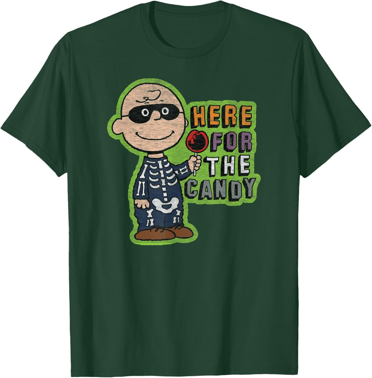 Peanuts - Charlie Brown Halloween Skeleton Candy T-Shirt - T-Shirt | Forest