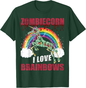 Zombie Unicorn I Love Brainbows Halloween Punk Gothic Goth T-Shirt - T-Shirt | Forest