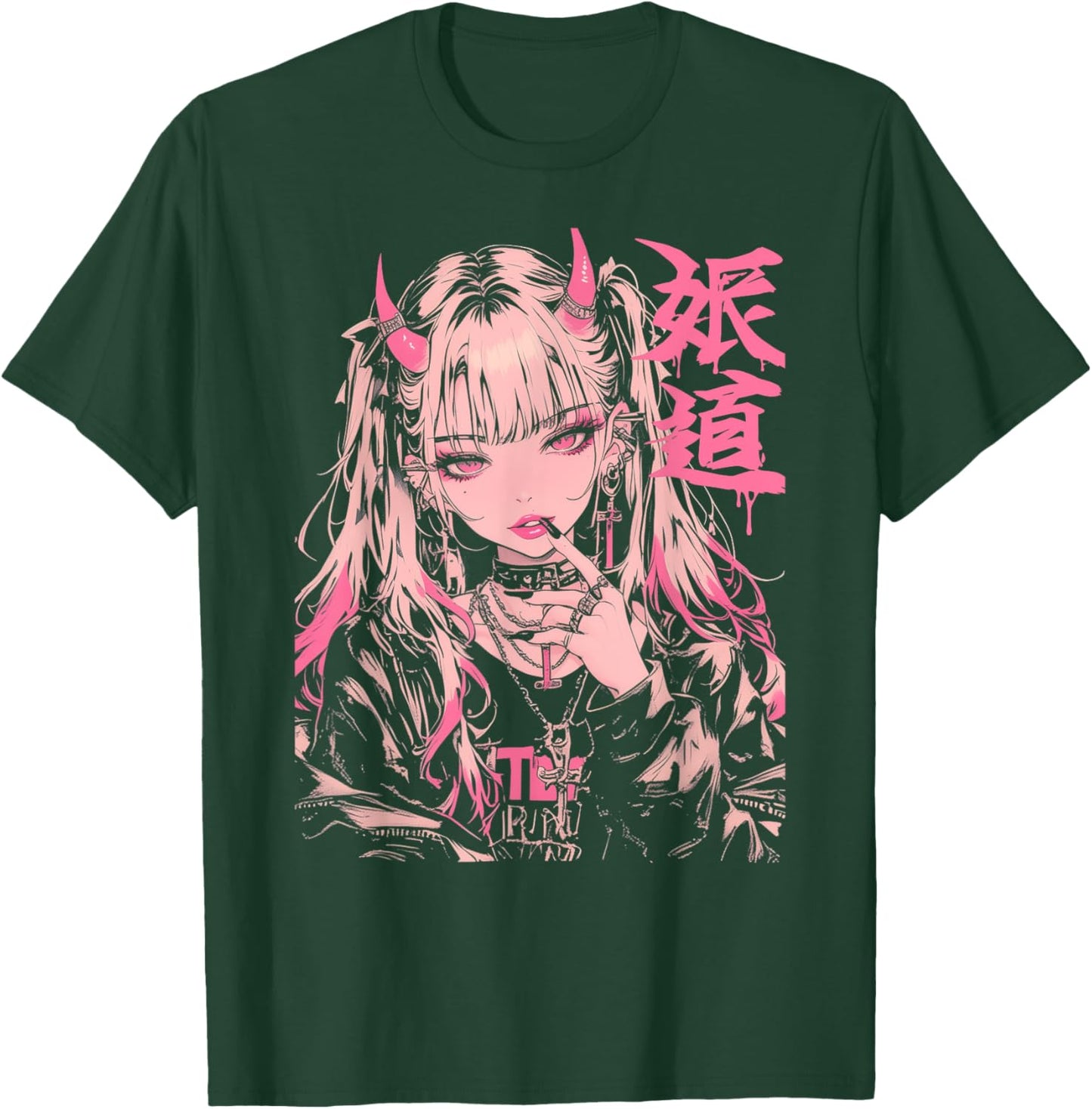 Goth Grunge Demon Anime Girl Waifu Horror Alt Aesthetic T-Shirt - T-Shirt | Forest