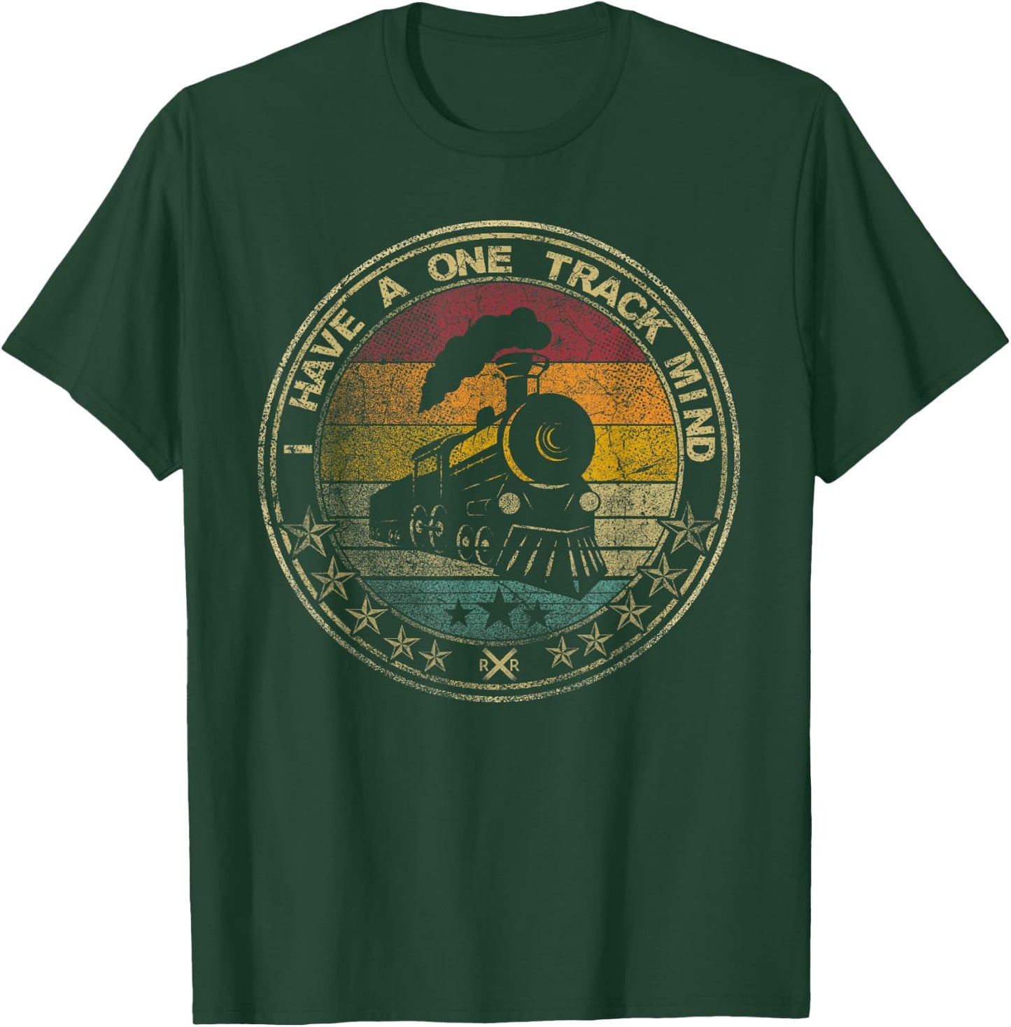 I Have A One Track Mind Train Retro Engine Model Railroad T-Shirt - T-Shirt | Forest