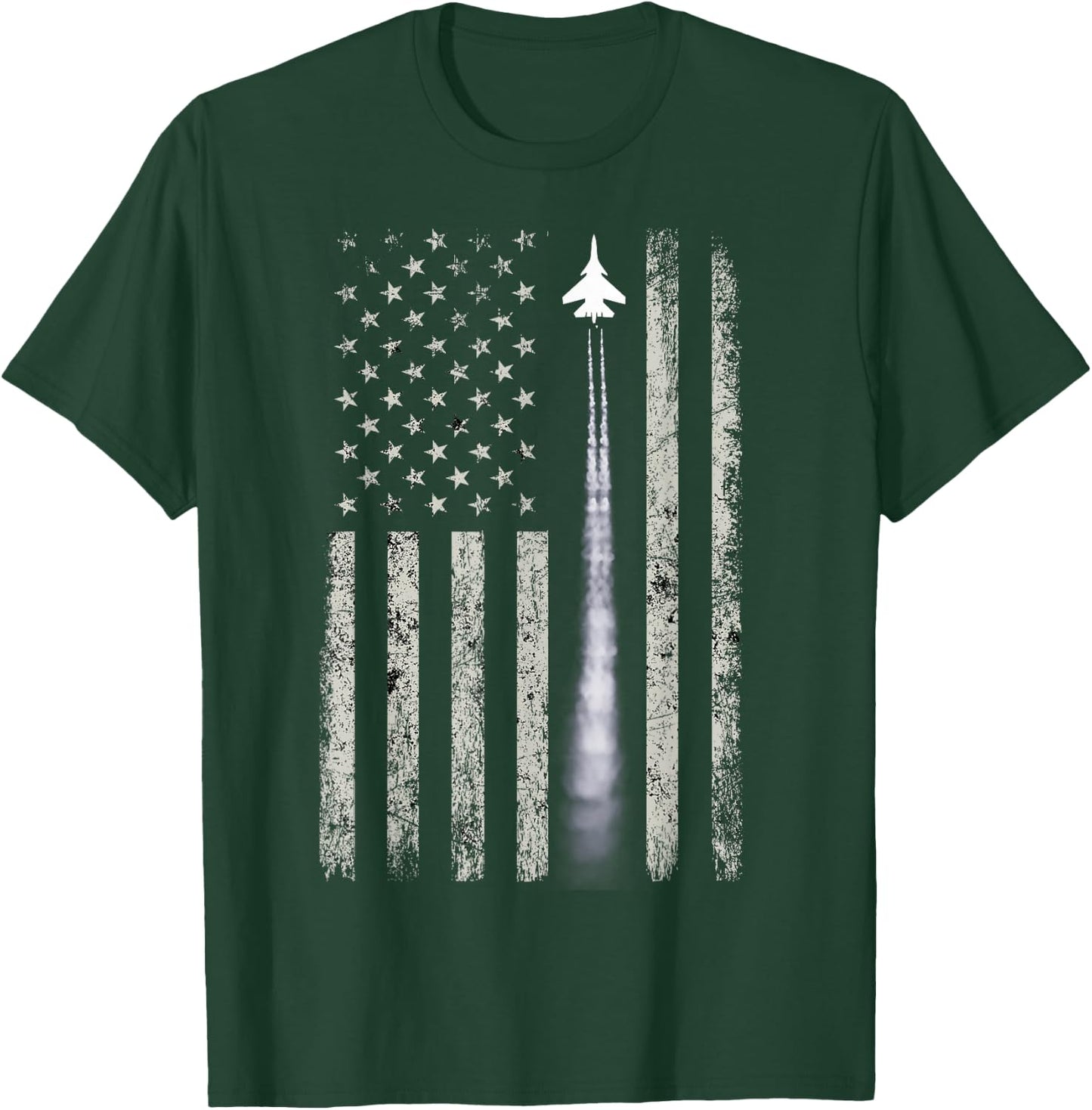 Patriotic American Flag Airplane Enthusiast Pilot Gift Men T-Shirt - T-Shirt | Forest