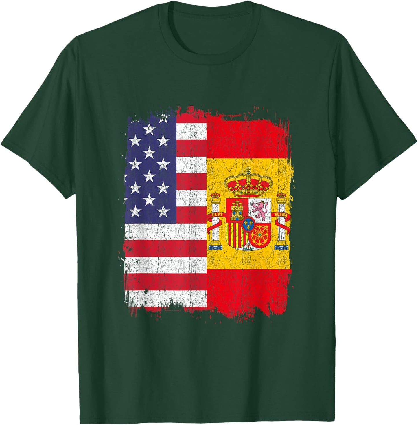 USA Spain Flag American Spanish T-Shirt - T-Shirt | Forest