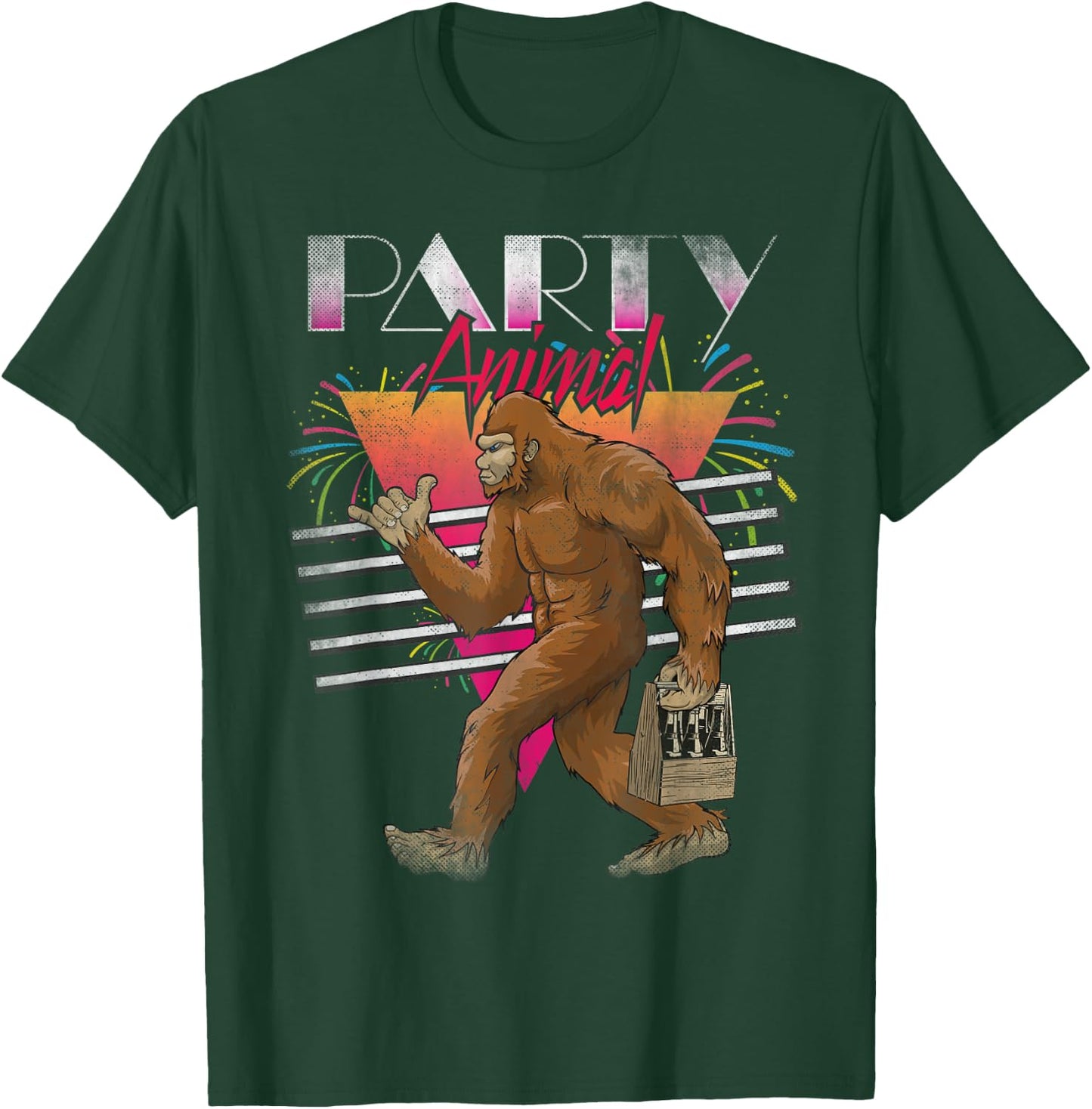 Vintage 80s Classic, Bigfoot, Sasquatch, Party Animal, Shaka T-Shirt - T-Shirt | Forest