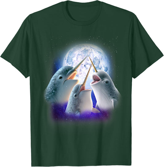 3 Narwhal Howling At The Moon Fun Narwhal Unicorn of the Sea T-Shirt - T-Shirt | Forest