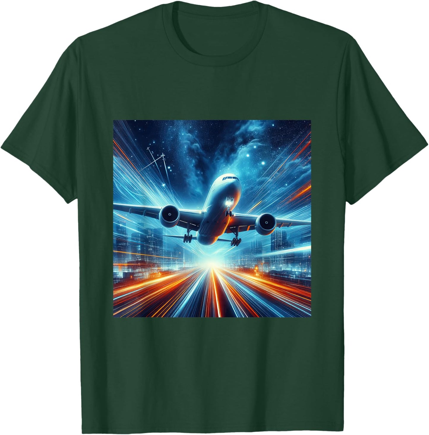 B-777 Aircraft Aviation Airplane Airport Runway Landing T-Shirt - T-Shirt | Forest