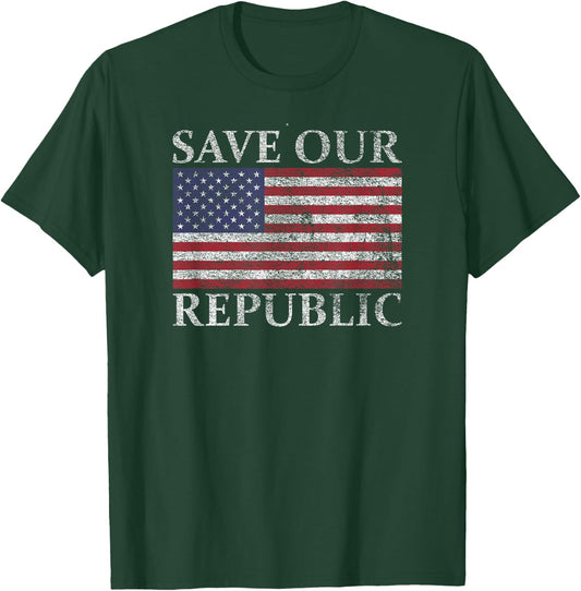 Save Our Republic Us Usa Flag United States American Pride T-Shirt - T-Shirt | Forest