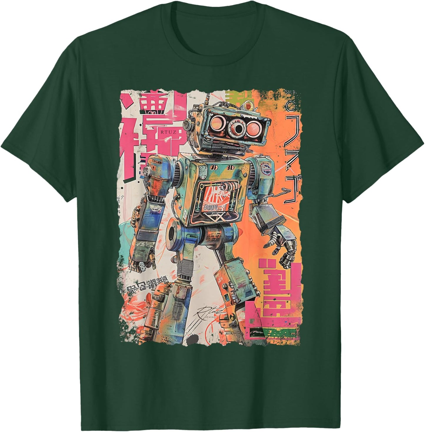 Hip Hop Y2K Vintage Hipster Edgy Urban Streetwear Robot T-Shirt - T-Shirt | Forest