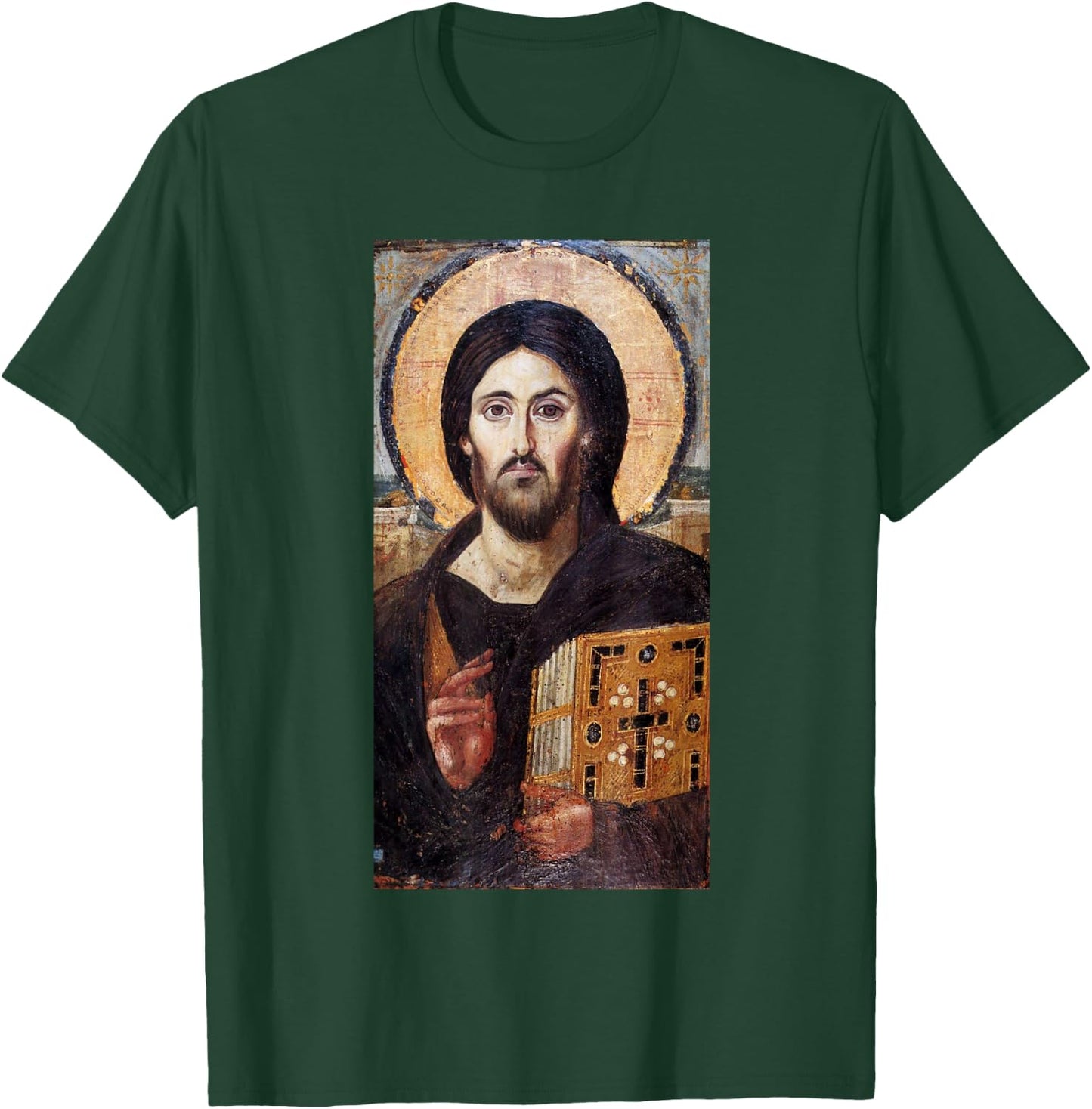 Jesus Christ Pantocrator Sinai Orthodox Christian Icon Gifts T-Shirt - T-Shirt | Forest