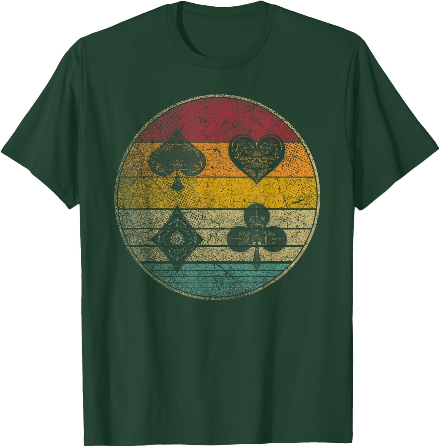 Poker Cards Game Vintage Retro Style Distressed Men Women T-Shirt - T-Shirt | Forest