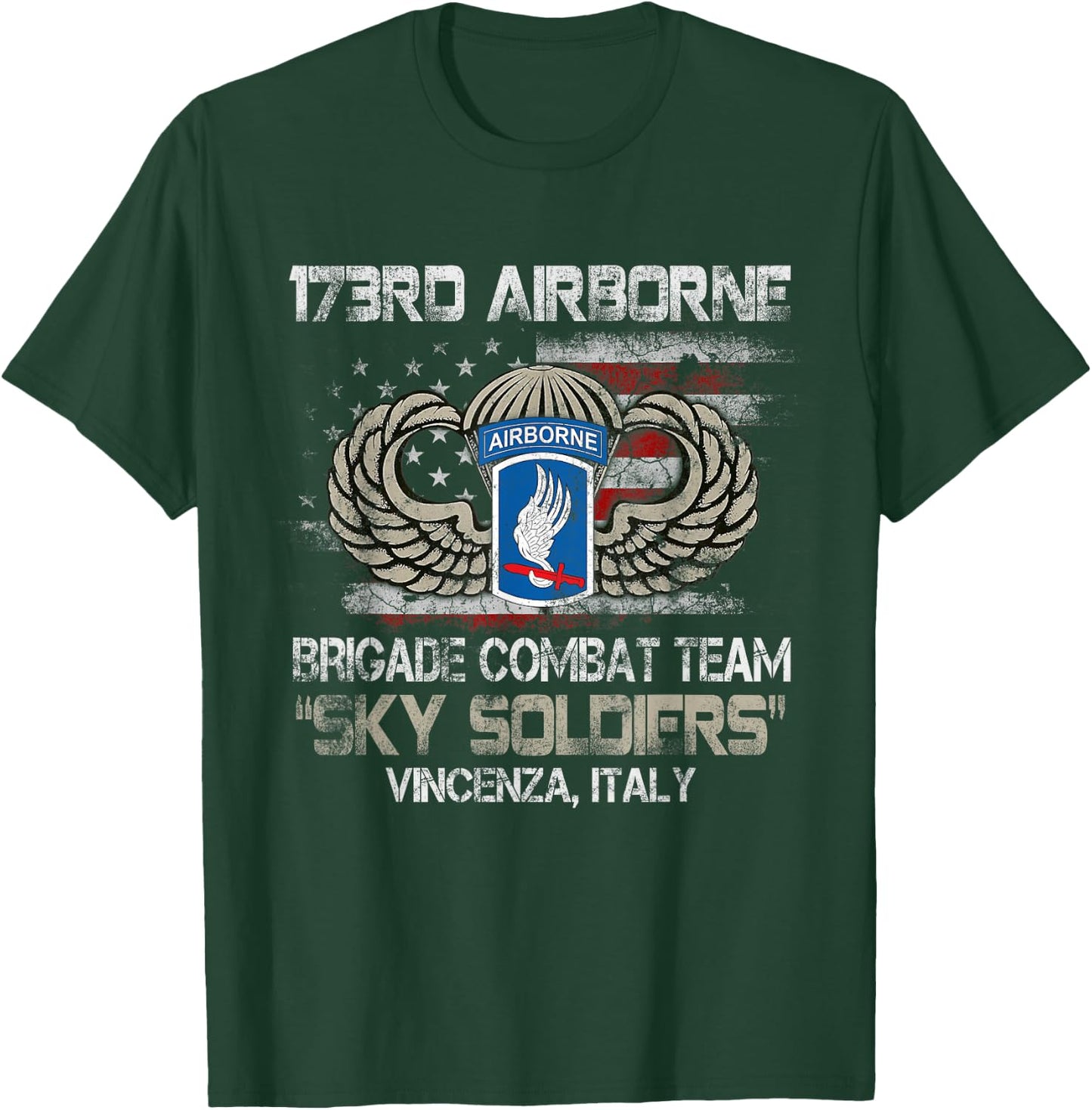 173rd Airborne Brigade Combat Team U.S Flag Veteran Gift Men T-Shirt - T-Shirt | Forest