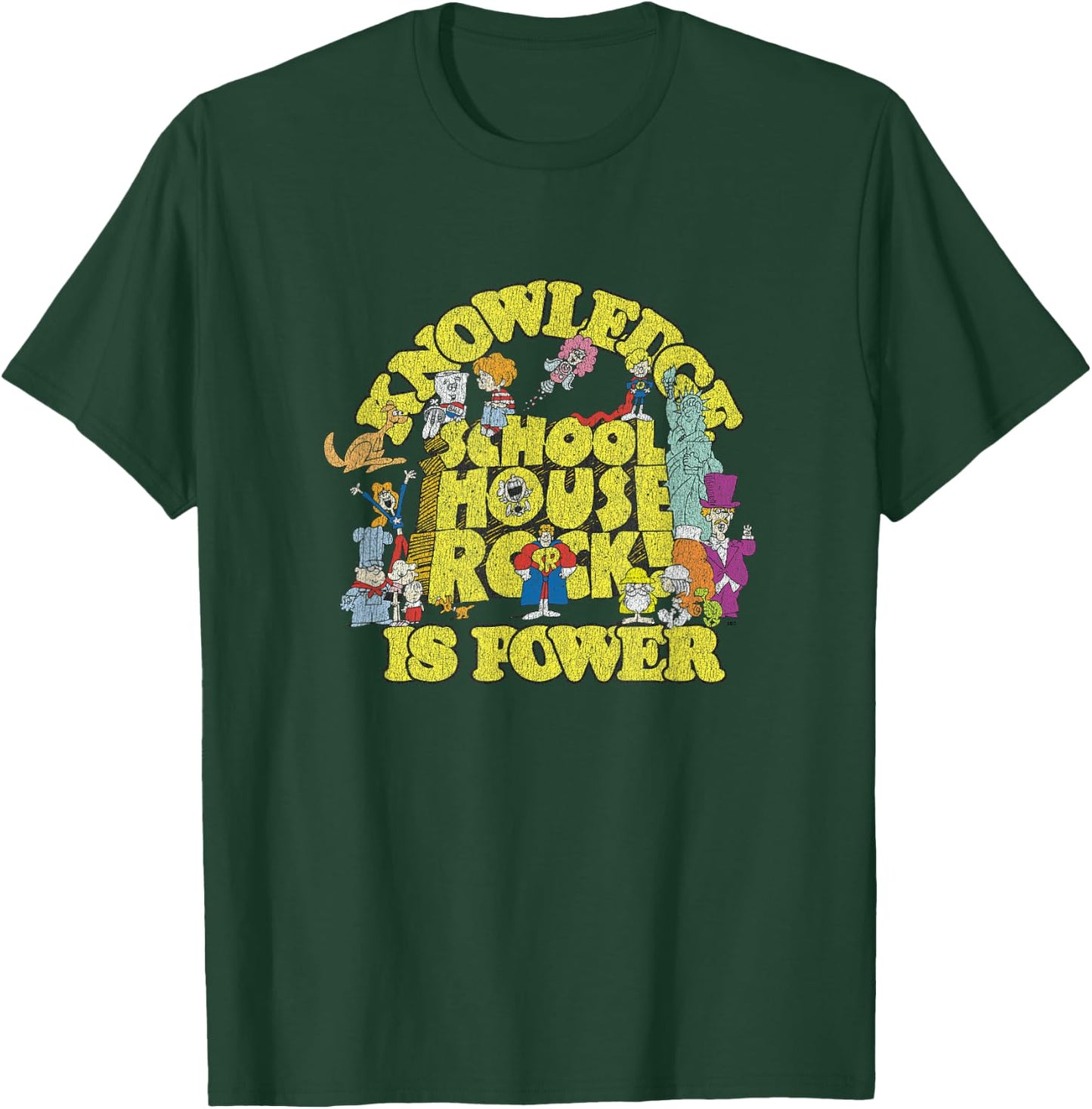 Schoolhouse Rock! Cast & Crew Vintage Knowledge is Power T-Shirt - T-Shirt | Forest