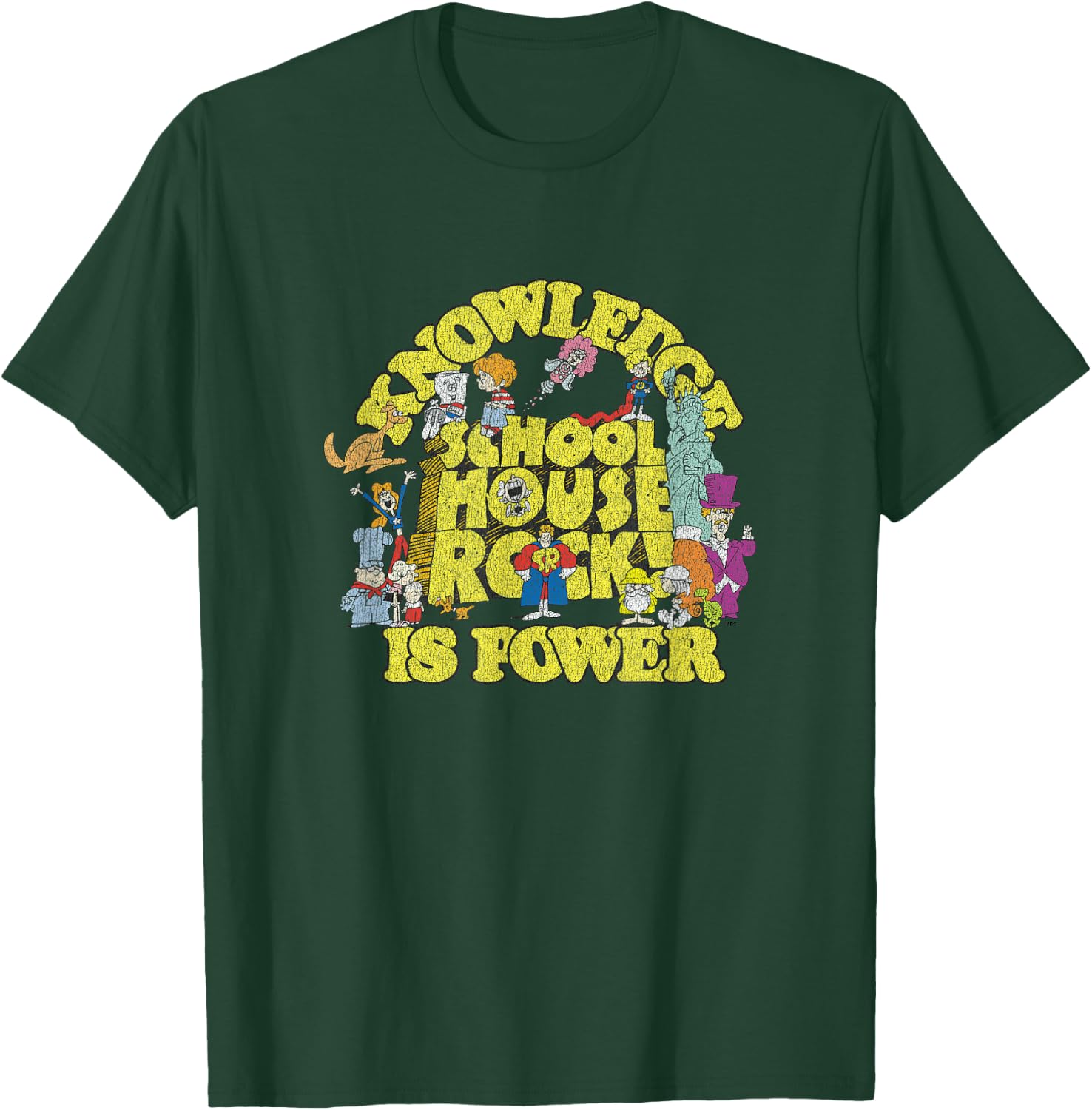 Schoolhouse Rock! Cast & Crew Vintage Knowledge is Power T-Shirt - T-Shirt | Forest